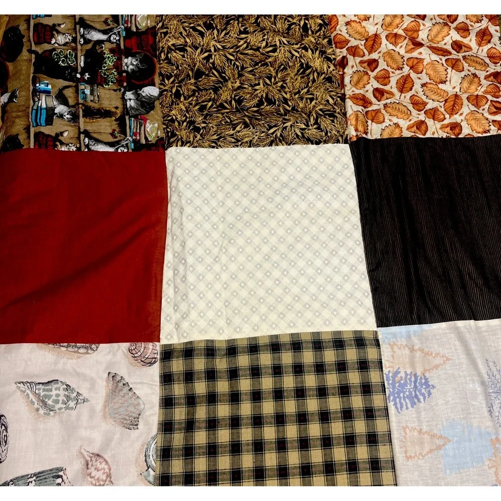 Handmade Patchwork Quilt Fall Themed Machine Sewn Faux Suede Back 40